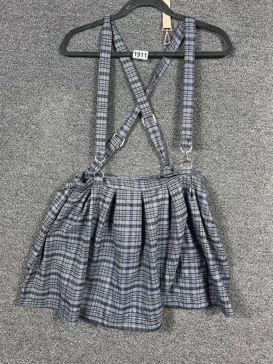 Hot Topic Dresses & Skirts - Hot Topic Black & Gray Plaid Suspender Skirt Womens Size MD Punk Goth Adjustable